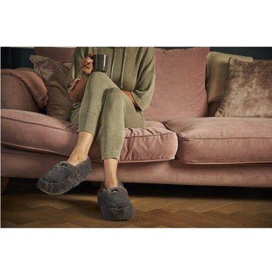 Warmies Fully Heatable Luxury Slippers with French Lavender - Steel Grey