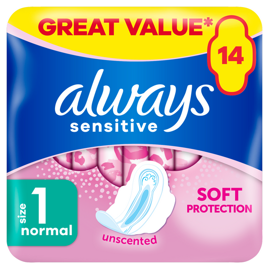Always Sensitive Normal Plus Pads with Wings 14 Pads