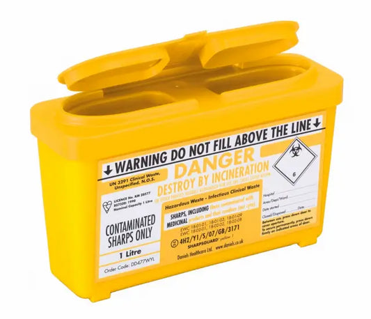 Sharpsguard Yellow Sharps Bin 1L