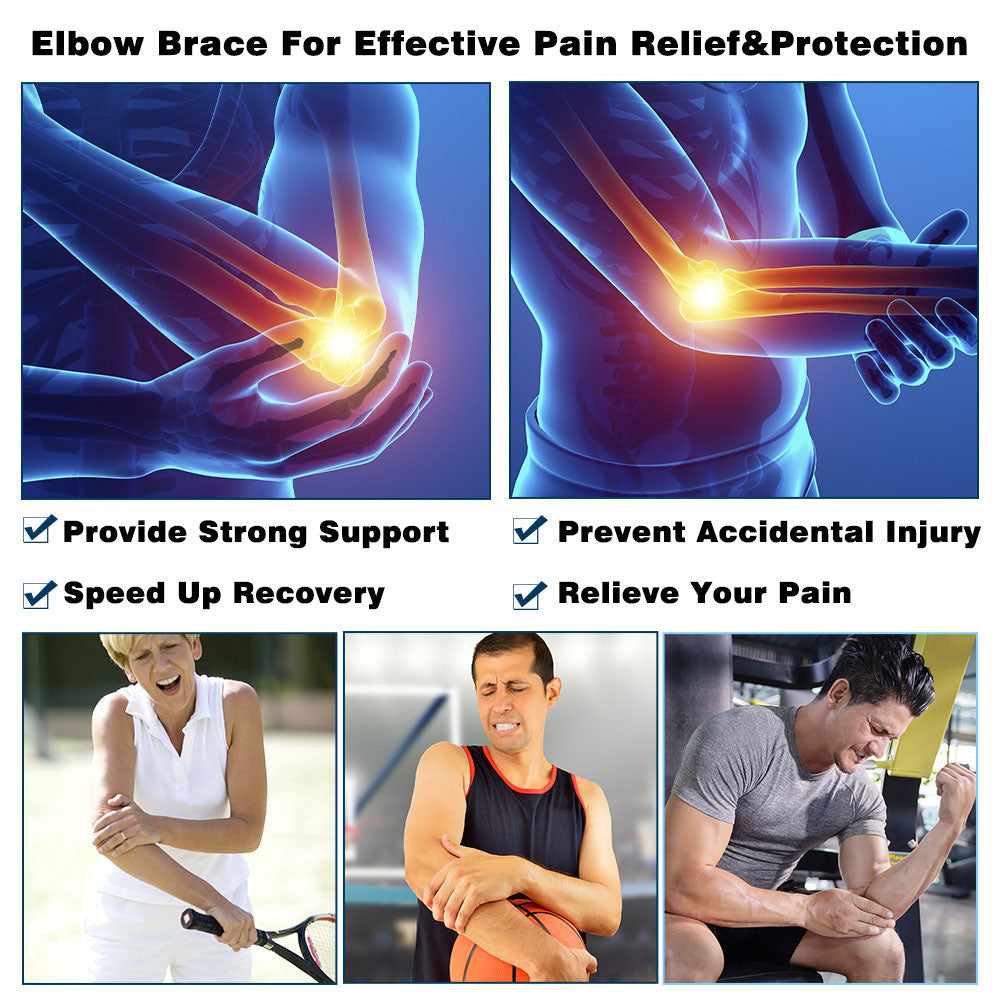 Adjustable Elbow Sleeve Brace for Men Women 2 Pack FER01