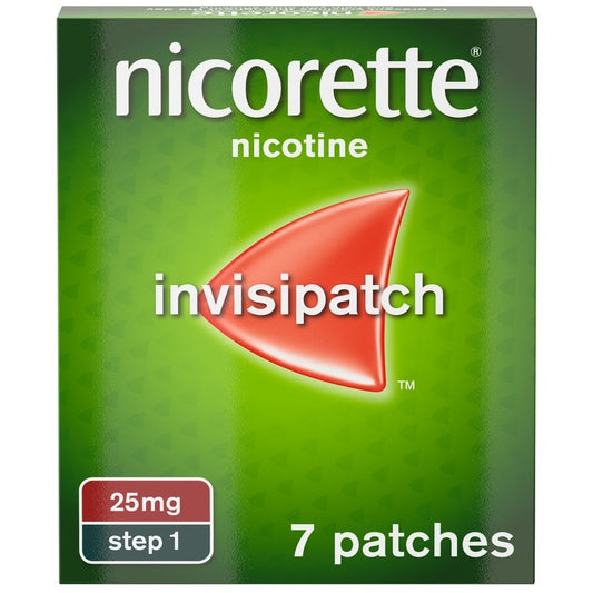 Nicorette Step 1 Invisi 25mg patch nicotine 7 patches (Stop Smoking Aid)