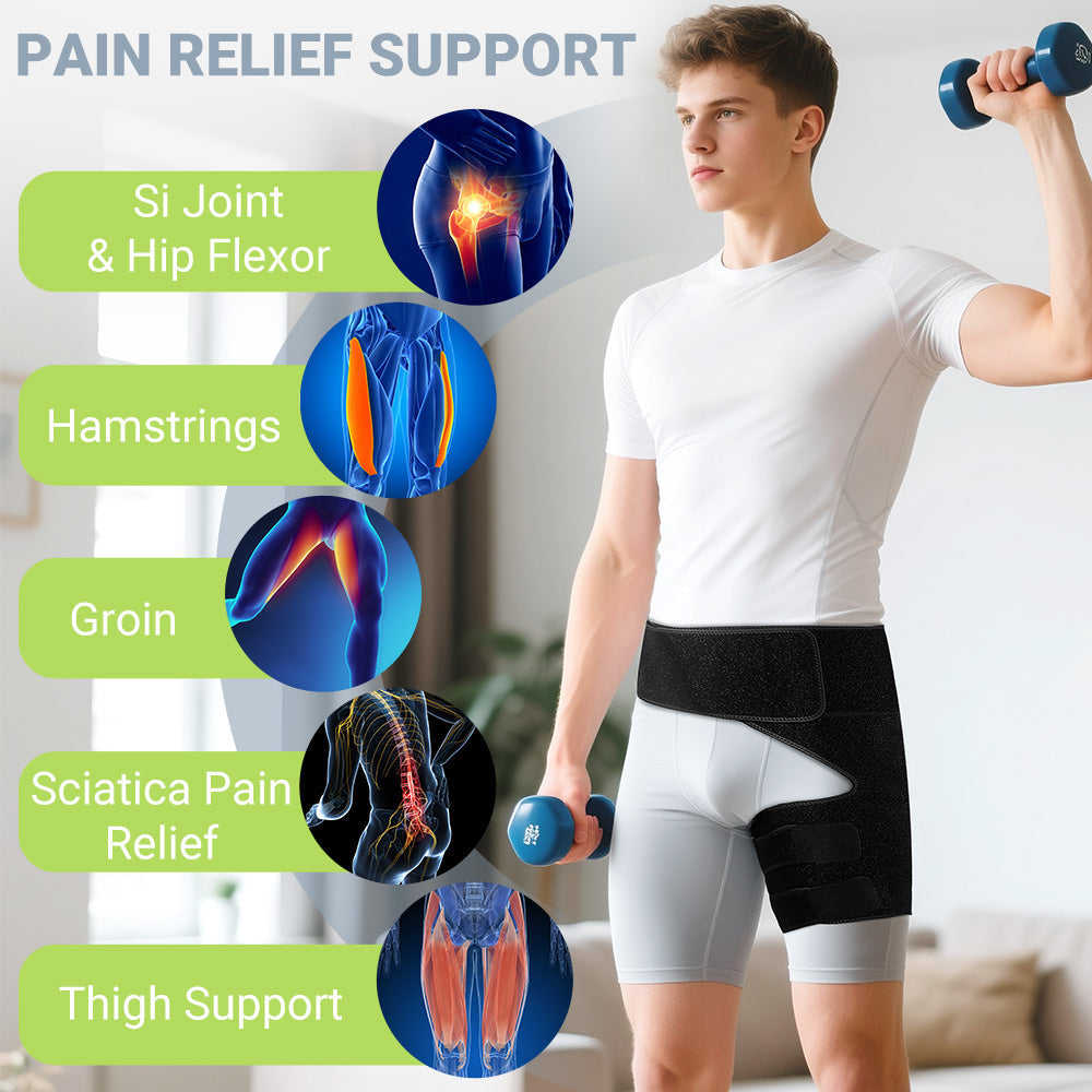 Unisex Sciatica Leg Wrap with Enhanced Joint Stability and Compression for Hips FHM01