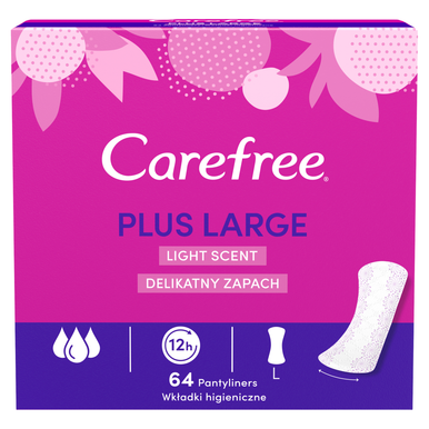 Carefree Plus Large Unscented Pantyliners 64 Pack
