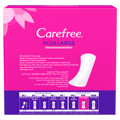 Carefree Plus Large Unscented Pantyliners 64 Pack