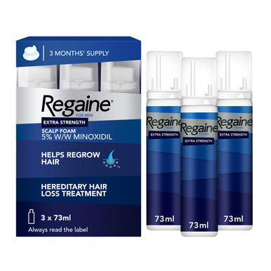 Regaine 5% Extra Strength Hair Regrowth Foam For Men - 3 Month Supply 3x73ml Bottle