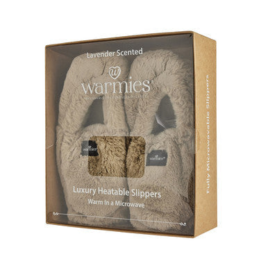 Warmies Fully Heatable Luxury Slippers with French Lavender - Latte