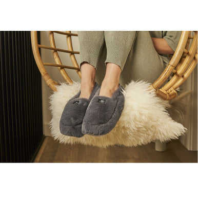 Warmies Fully Heatable Luxury Slippers with French Lavender - Steel Grey